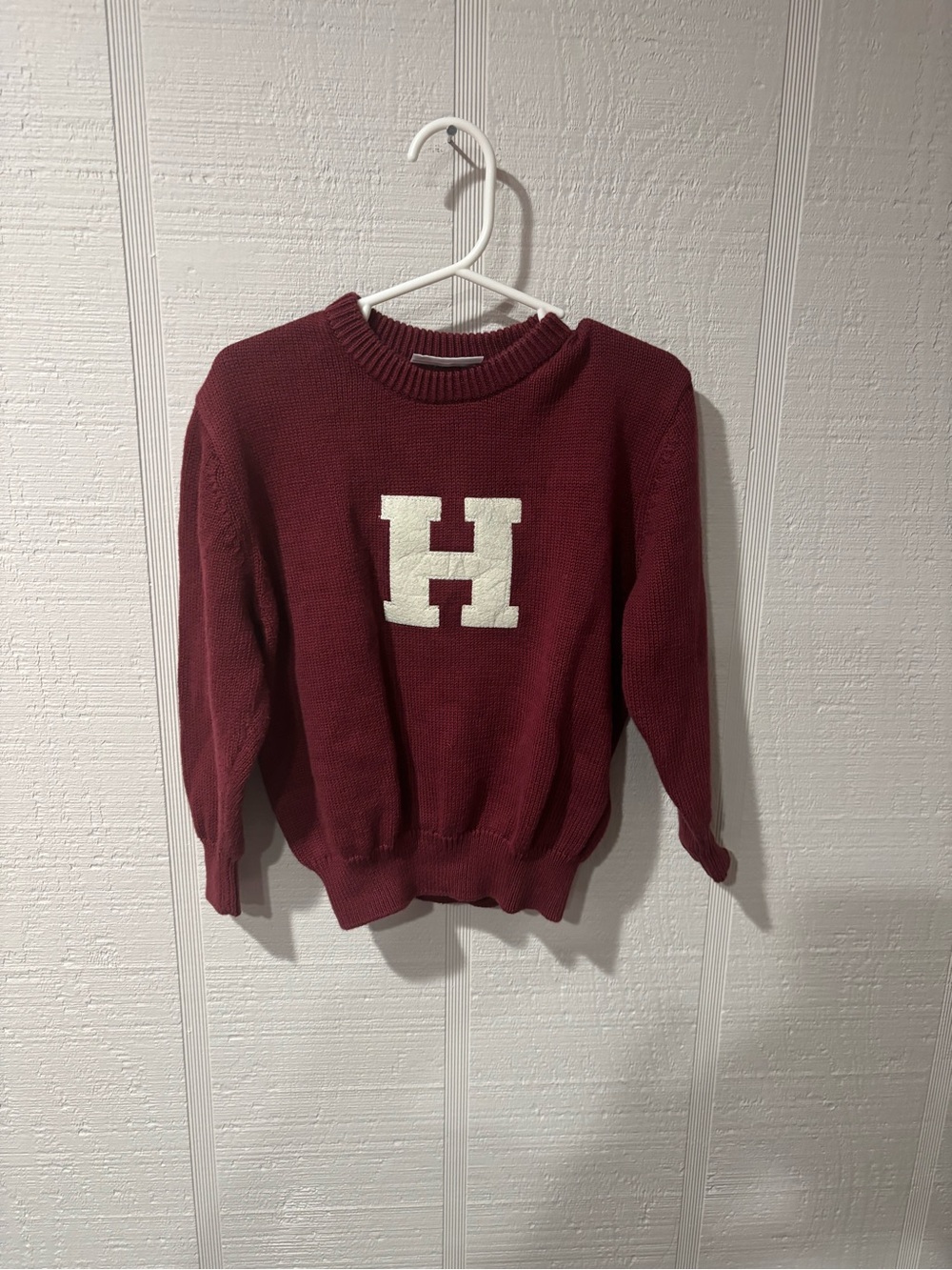 Kids Maroon Sweater with White 'H' Lettering